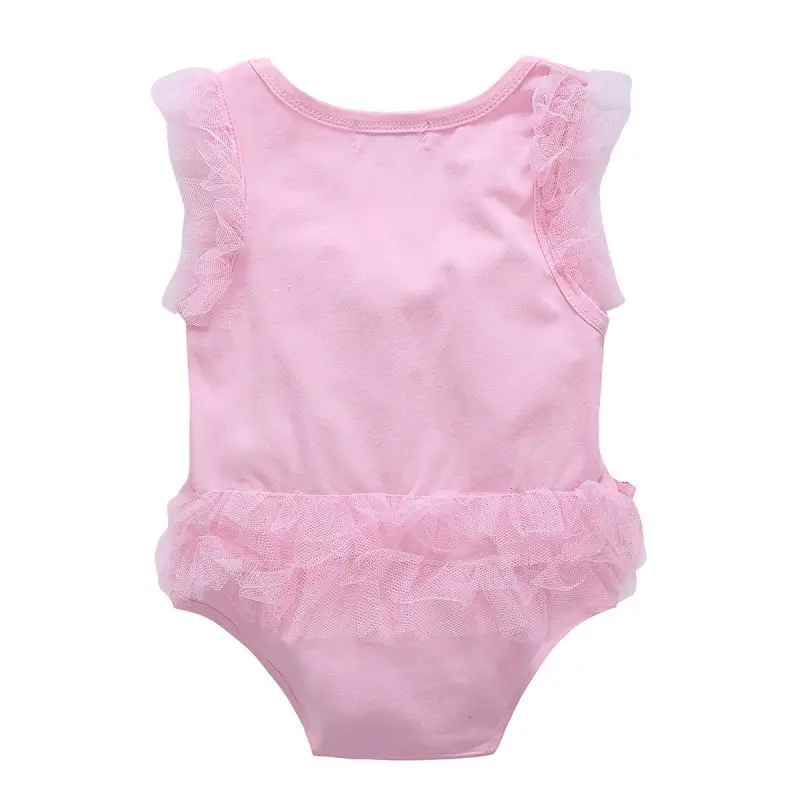 Baywell-peleles de princesa para niñas, vestido rosa pequeño bordado, monos de manga corta con volantes, ropa de cumpleaños, 0-24M - imagen 2