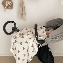 Manta envolvente de muselina para bebé estampado oso