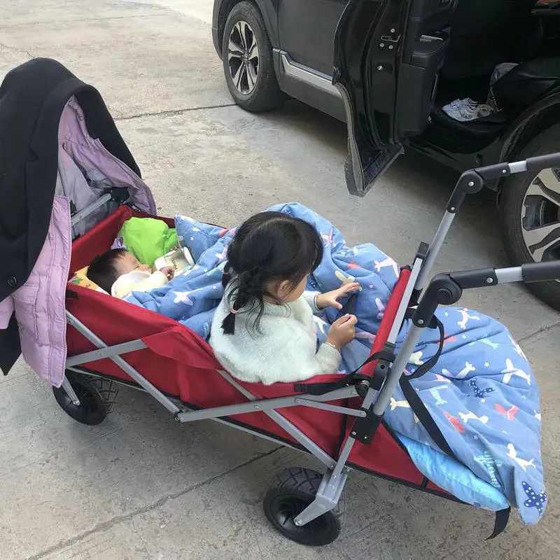 Carro de comestibles extendido plegable, carro de playa de utilidad resistente al aire libre con ruedas anchas para todo terreno - imagen 4