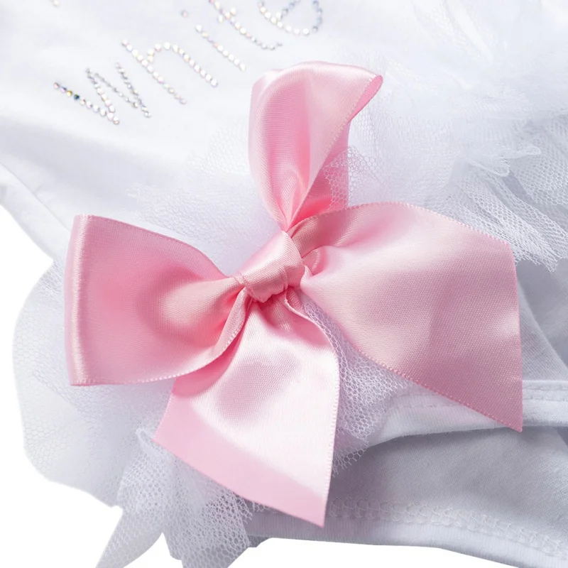 Baywell-peleles de princesa para niñas, vestido rosa pequeño bordado, monos de manga corta con volantes, ropa de cumpleaños, 0-24M - imagen 4