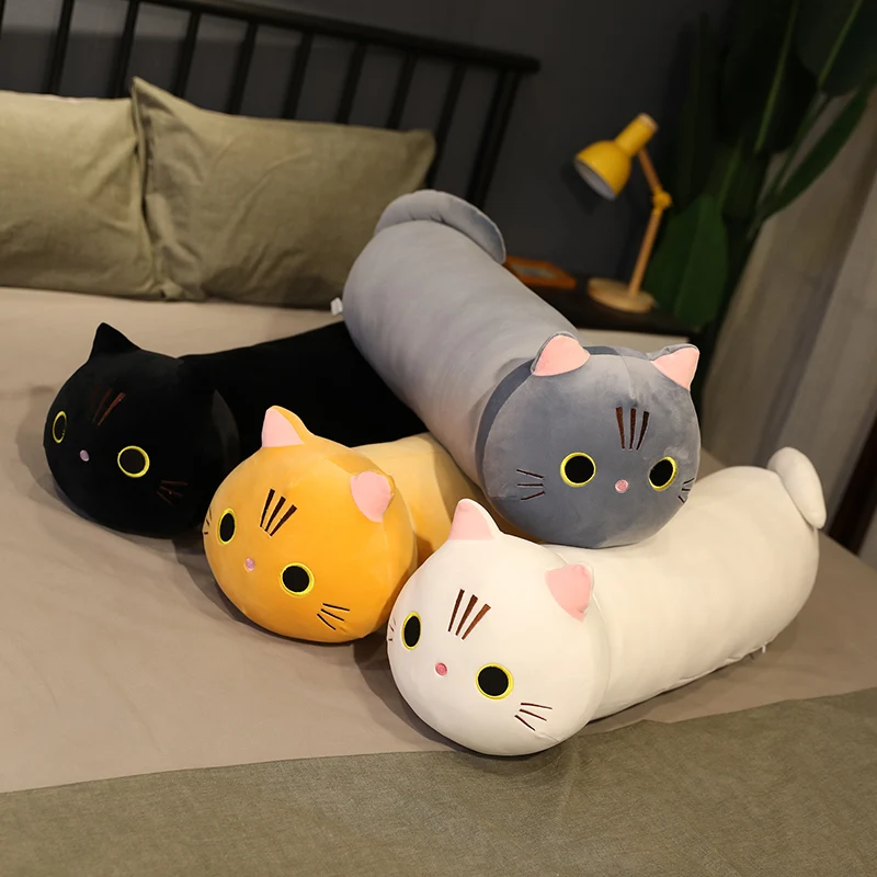 Cojín gato para niños – Peluche largo, suave y mullido para sofá