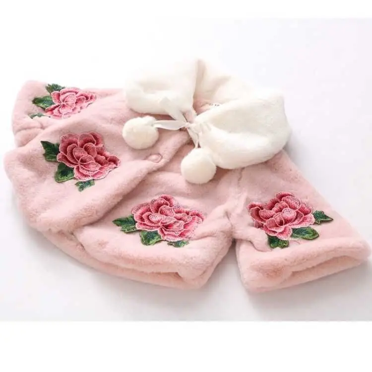 Poncho para bebé niña de piel sintética – Abrigo otoñal
