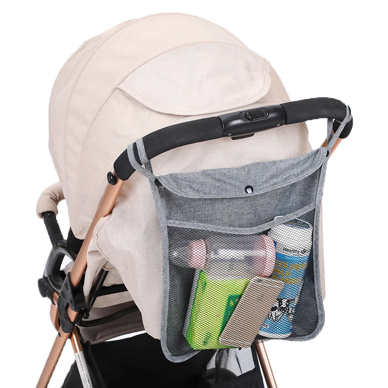Organizador de cochecito de bebé, bolsa de pañales para mamá, cochecito, botella, portavasos, carrito colgante, accesorios de red de almacenamiento - imagen 4