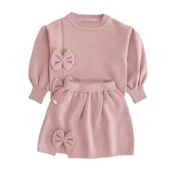 Conjunto de invierno para niña con suéter y falda