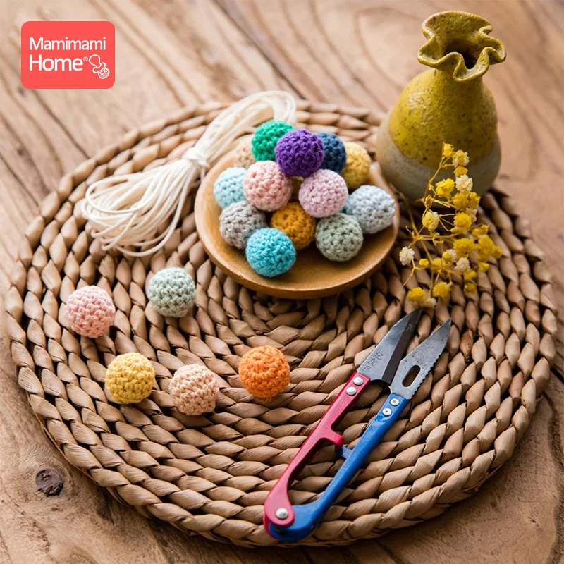 Mordedores de madera para bebé, cuentas de ganchillo de 20mm sin BPA, collar de cadena de chupete DIY, accesorios y regalos para enfermeras, productos para bebé, 10 Uds. - imagen 5