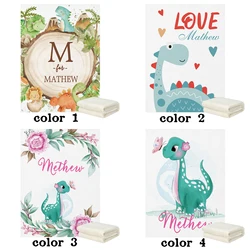 LVYZIHO-Manta de lana con nombre personalizado para bebé, Cute Dinosaur, 30x40/48x60/60x80 pulgadas