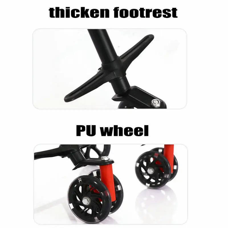 Triciclo plegable para gemelos con barra de empuje trasera ajustable, cochecito portátil para 2 niños con marco de alto carbono, carrito ligero con rueda de PU - imagen 5