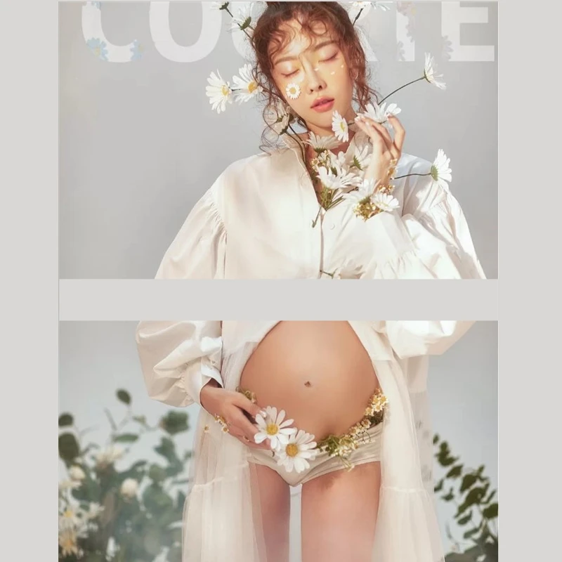 Accesorios de fotografía para mujer, camiseta de malla blanca, perspectiva Mori, vestidos de maternidad, vestido de embarazo, sesiones de estudio, accesorios para fotos - imagen 3