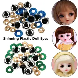 Arandela de Ojos de seguridad de muñeca de plástico con purpurina 3D, oso de peluche, juguetes de peluche, accesorios de Ojos de Amigurumi, 16mm, 18mm, 20mm, 24mm, 5 pares
