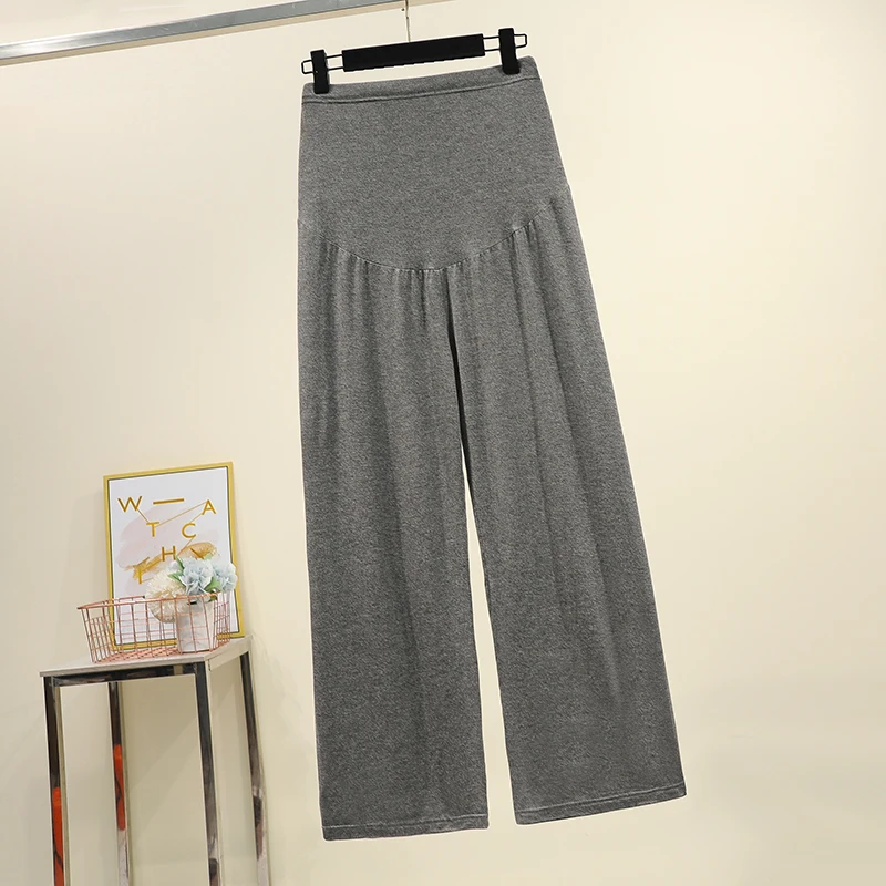 Pantalones de pierna ancha de algodón fino de verano para mujeres embarazadas, pantalones sueltos de maternidad para el Abdomen, pantalones de cintura alta para embarazo, pantalones largos para el vientre - imagen 3