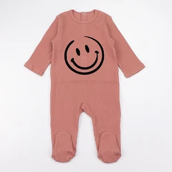 Pelele bebé manga larga unisex con acabado acanalado y sonrisa