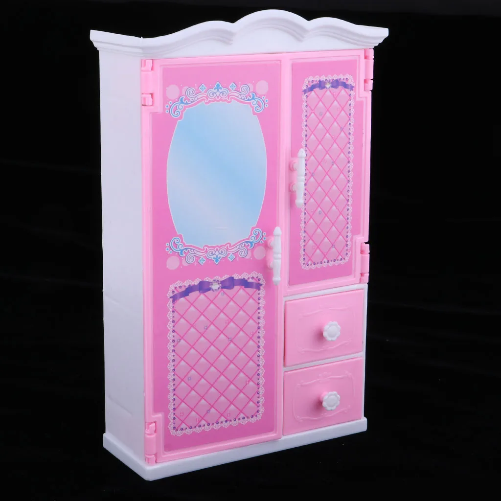 Fashion Doll Accessory Plastic Mini Wardrobe With Drawer Toy Decor For  Dolls Home Accessory Random Color