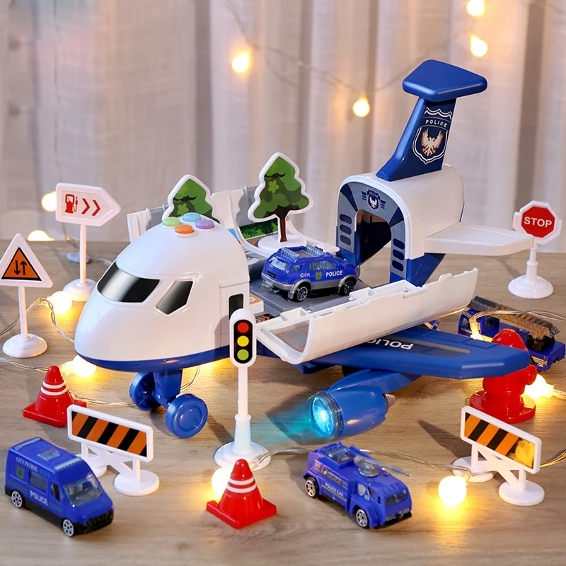 QWZ Avión de Juguete con Inercia, Luces y Música – Simulador Pista