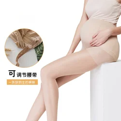 Tipo fino de calcetines para mujeres embarazadas, pantimedias abdominales ligeras, leggings de pierna, botones de ajuste, yardas grandes