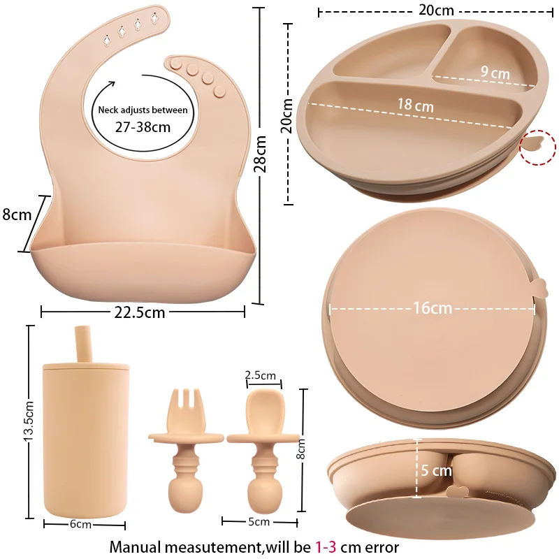 Juego de alimentación de silicona para niños, separación de ventosa, plato de cena, cuchara de silicona, aislamiento antideslizante, novedad de 2024 - imagen 3