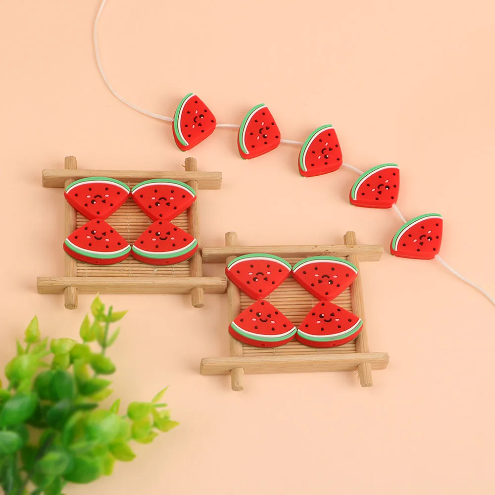 10 Uds. Cuentas de silicona sandía/fresa/limón/avocado fabricación de joyería DIY collar pulsera pendientes accesorios personalizados - imagen 4