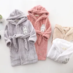 Albornoz de franela con capucha para niños y niñas