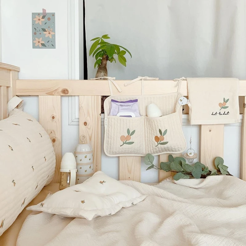 Bolsa colgante para almacenamiento de cuna de bebé, organizador de biberones para pañales, bolsa para cochecito de juguete, juego de cama para niños pequeños, elementos esenciales para guardería