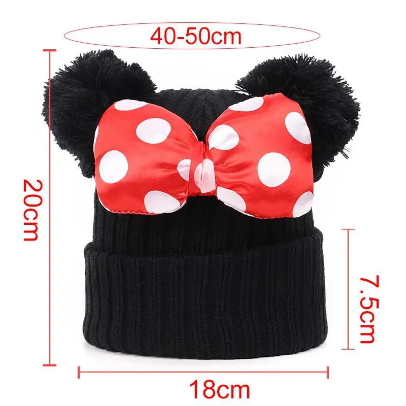 Gorro de algodón con lazo para niños y niñas, gorra de algodón con doble Bola de pelo, cálido y sólido, para Otoño e Invierno - imagen 5
