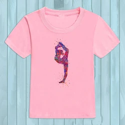 Camiseta artística acuarela para niñas – Gimnasia rítmica raso elástico