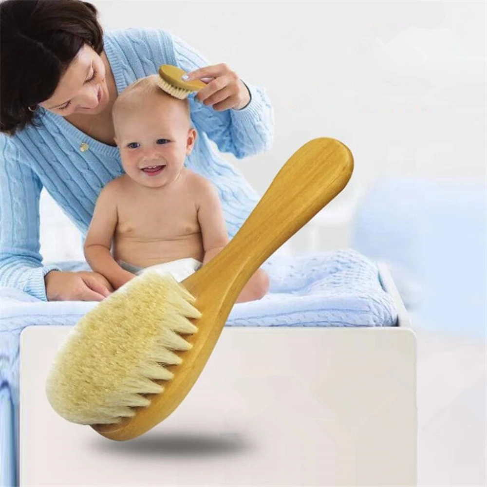Peine cepillo de madera Natural puro para bebé, cepillo para el pelo para bebé, cepillo para el pelo para recién nacido, peine infantil, masajeador de cabeza, cuidado del bebé, venta al por mayor