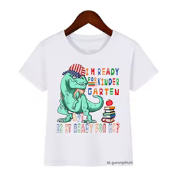 Camiseta de primer día de escuela para niños con dinosaurio