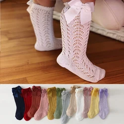 Calcetines largos veraniegos con lazo para niños – Malla calada fresca