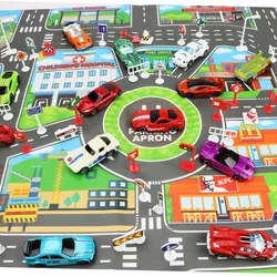 Pista de tráfico urbana para niños con coches y señales