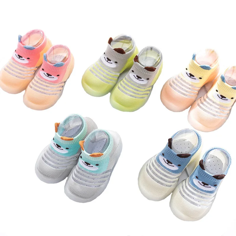 Calcetines antideslizantes de leopardo para niños, zapatos de interior, suela de goma suave, 6 a 36M, primavera y verano