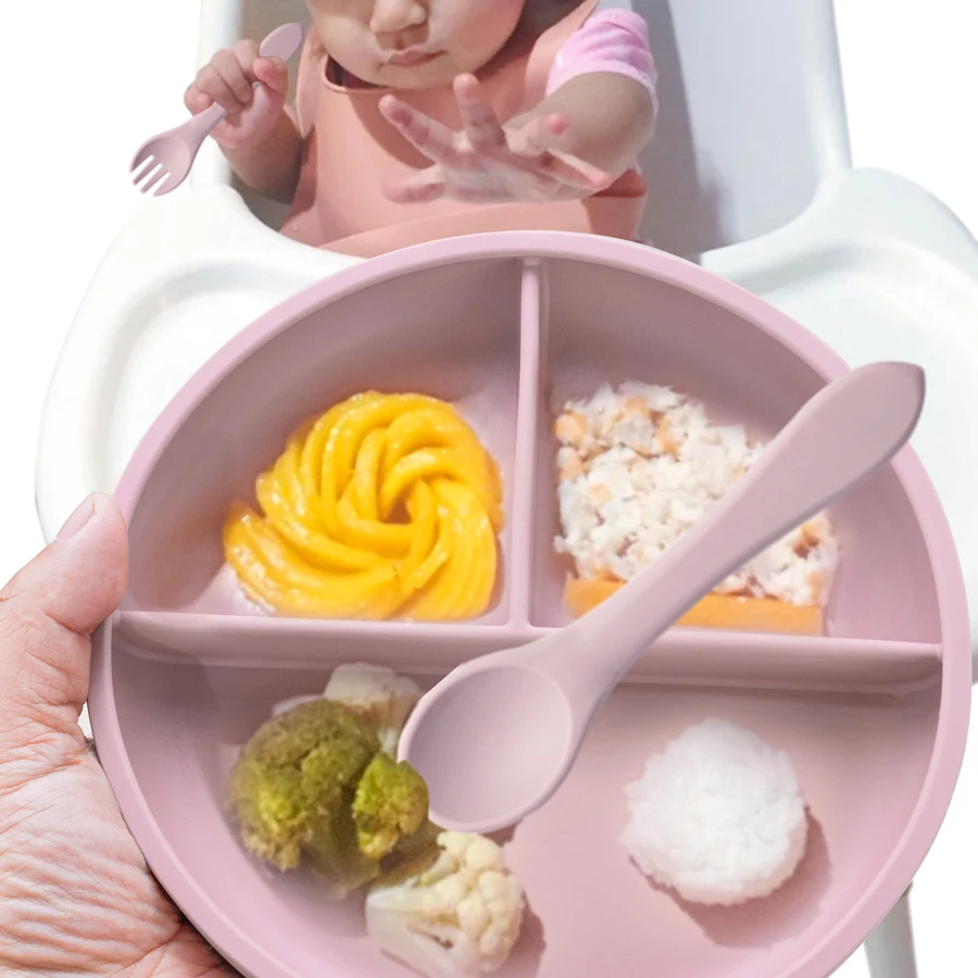 Tazón de alimentación de silicona para bebé, 3 compartimentos, BPA, regalo para Baby Shower, juego de cuencos de comida para niños, envío directo, 100% - imagen 5