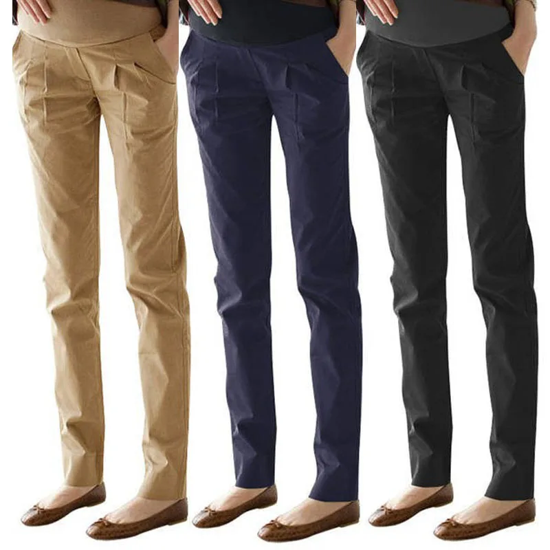Pantalones de algodón de maternidad para mujeres embarazadas, cómodos Pantalones de embarazo, cintura elástica, Ropa de Pantalones Gestante - imagen 2