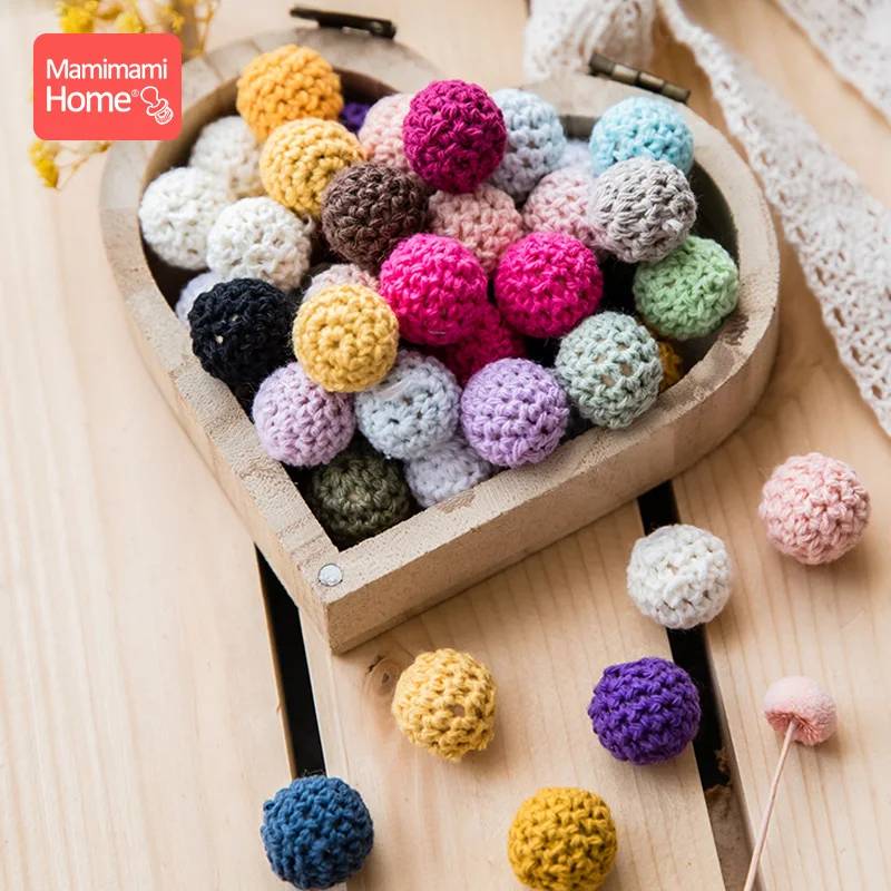 Mordedores de madera para bebé, cuentas de ganchillo de 20mm sin BPA, collar de cadena de chupete DIY, accesorios y regalos para enfermeras, productos para bebé, 10 Uds. - imagen 4