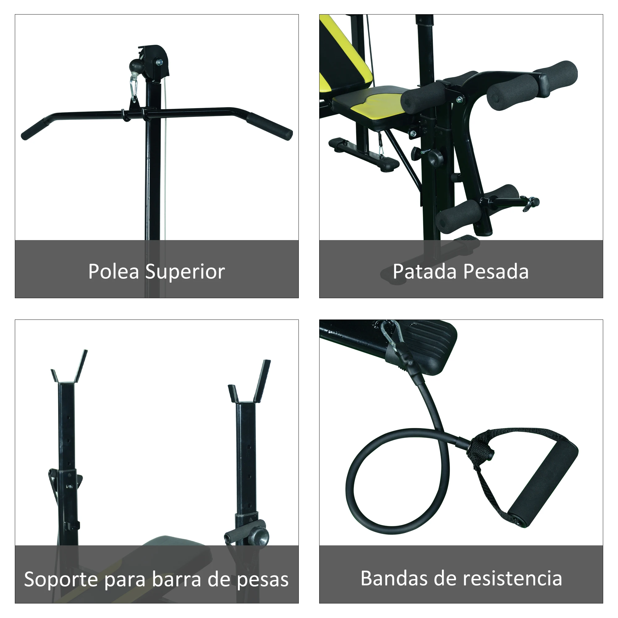 Un fondo blanco con cuatro imágenes de diferentes piezas de bicicleta.