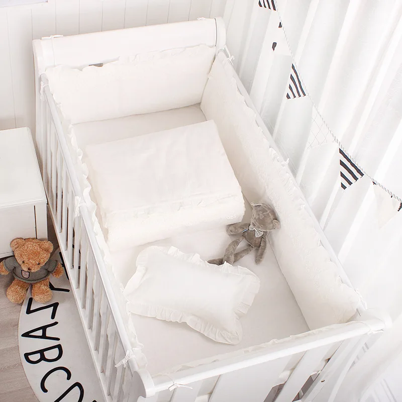 Protector de cuna de algodón con encaje – Estilo princesa para niñas - imagen 4