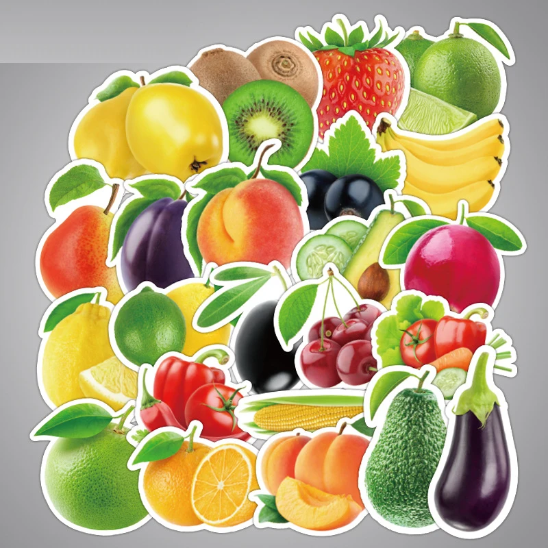 Pegatinas infantiles frutas impermeables – Pack 100 unidades