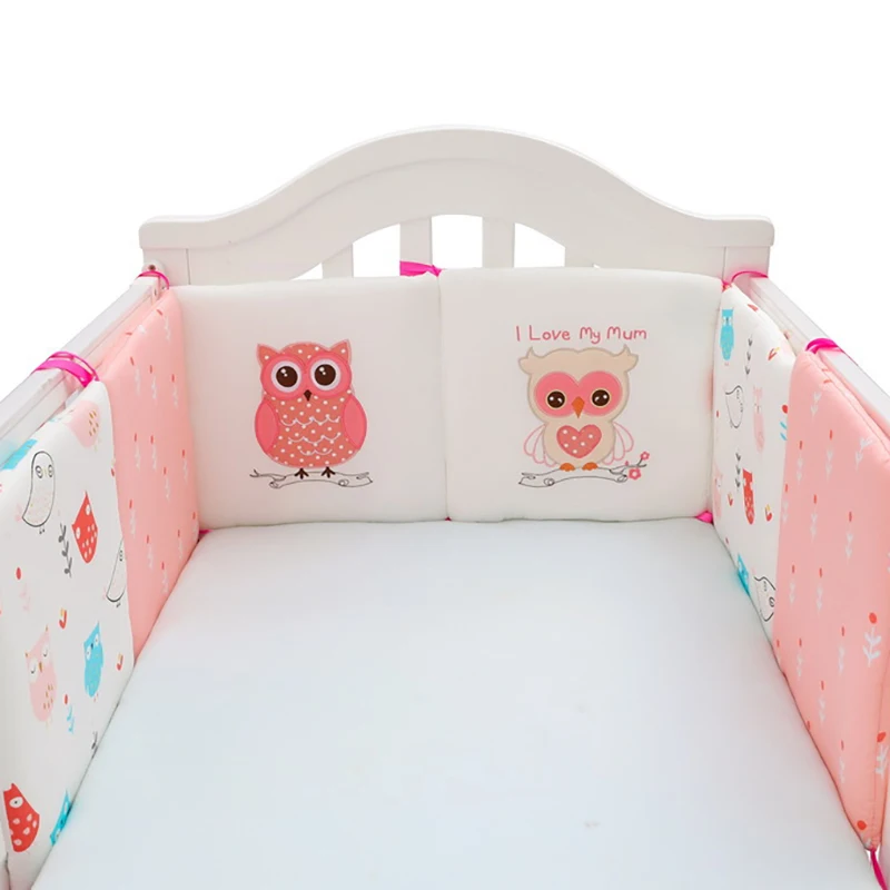 Cojín para parachoques de cuna para cama de bebé, almohadilla de protección de seguridad suave, respaldo de cama para niños, dibujos animados de algodón, 6 unids/set - imagen 4