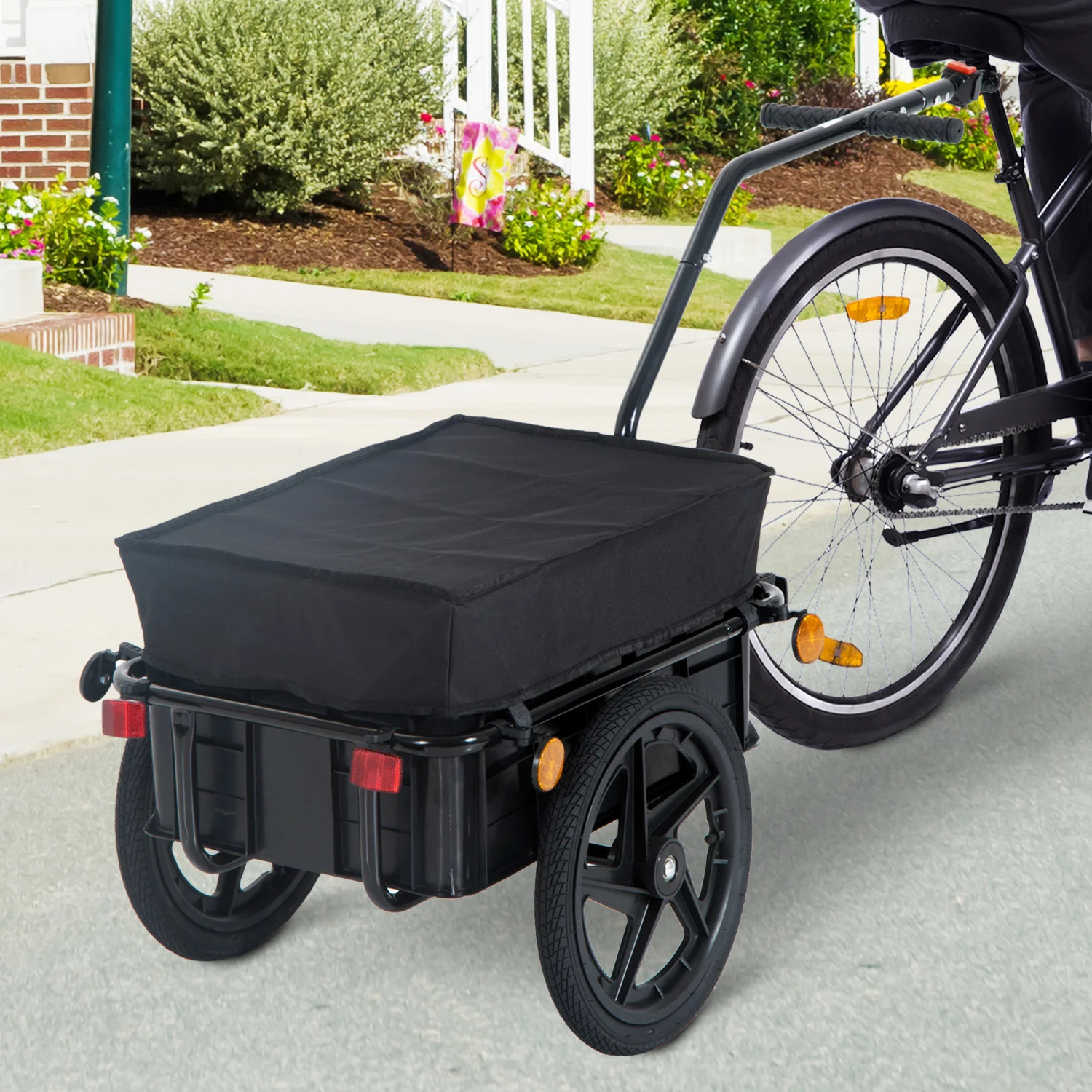 HOMCOM Remolque de Bicicleta para Carga 40kg Equipaje Reflectores y Asas Negro - imagen 2
