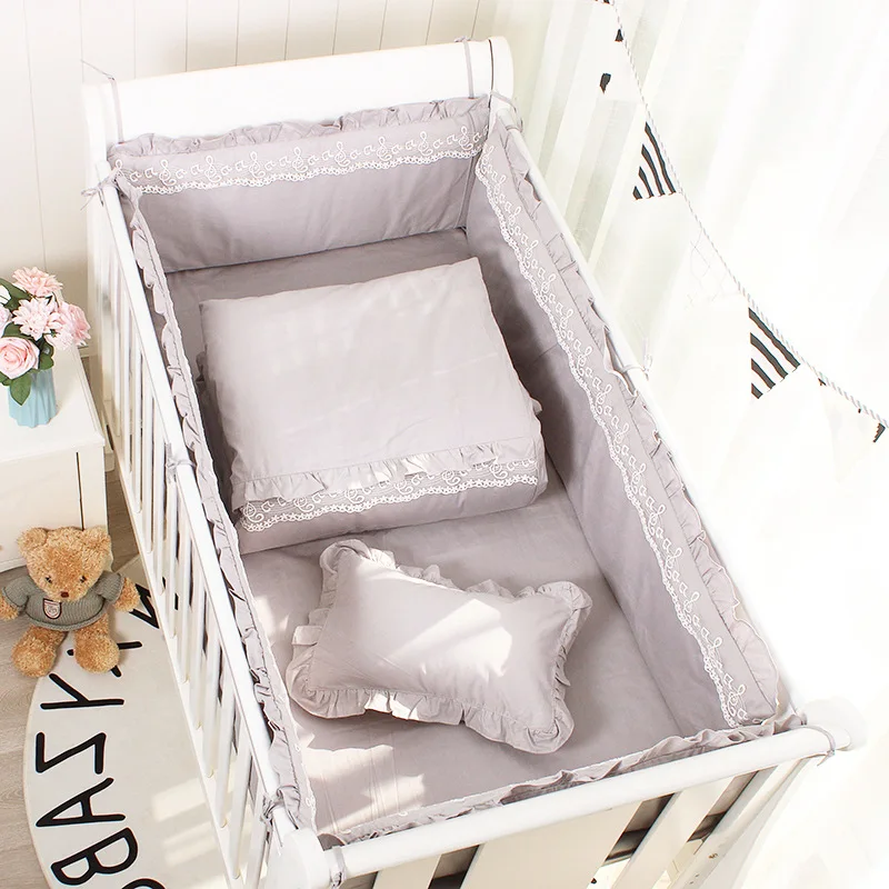 Protector de cuna de algodón con encaje – Estilo princesa para niñas - imagen 2