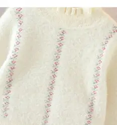 Suéter floral punto niña manga larga invierno