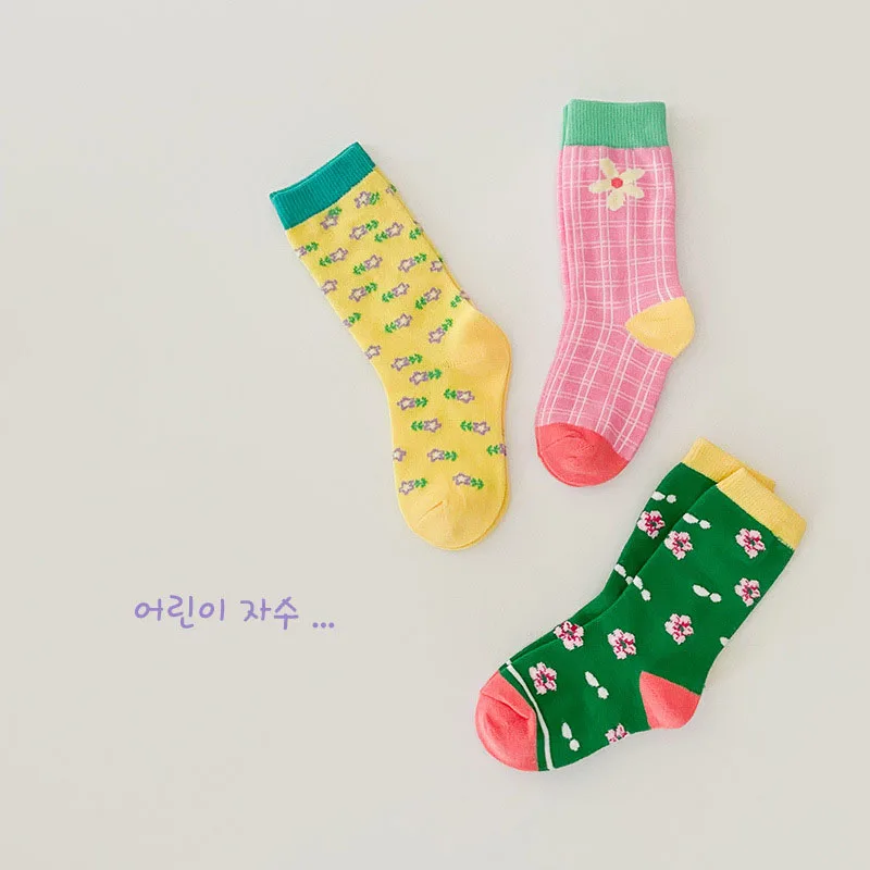 Milangel-Calcetines de algodón con estampado Floral para niños y niñas, medias informales coreanas - imagen 5