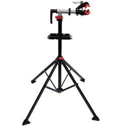 HOMCOM Bicicletas Soporte de Pie Reparacion Bicicletas con Bandeja Herramientas Bici PP Acero 100x100x180cm, Negro y Gris