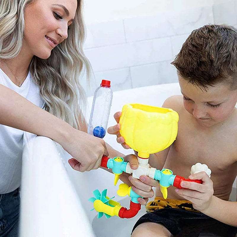 QWZ, nuevos juguetes de baño Montessori DIY para niños, juego de chorro de agua giratorio con rociador, juguete para bañera para bebés de 1 a 4 años, regalo para niños - imagen 5