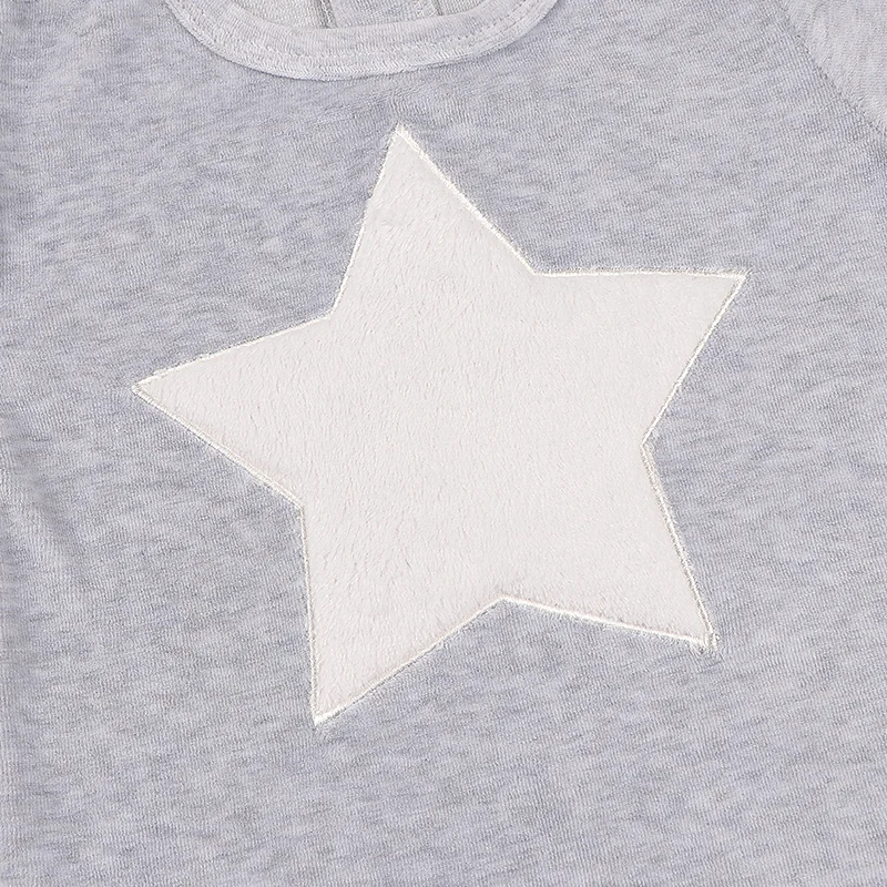 Conjunto de 2 piezas de top y pantalones de terciopelo para bebé, ropa informal para niños y niñas, con cuello redondo y diseño de estrellas, 2 piezas - imagen 2