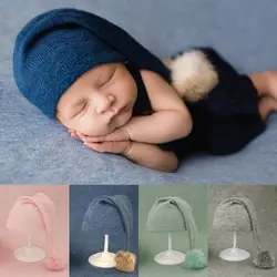 Gorro de fotografía para recién nacido, gorros de bebé, Bola de piel de punto, accesorios de estudio fotográfico, 1 ud.
