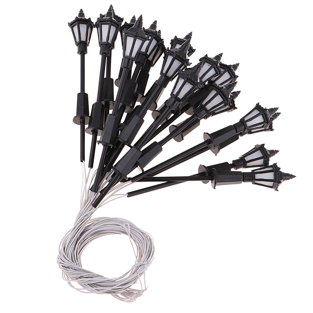 20pc Model Railway Antique Lamp Garden Street Light HO OO TT Scale 1:100 New