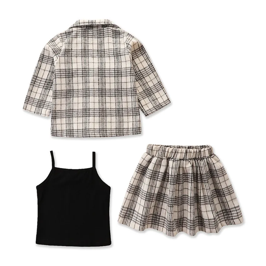 Babzapleume-Conjunto de ropa para niñas pequeñas, prendas de vestir a la moda a cuadros, chaleco y falda, Boutique, Otoño, 130 - imagen 2