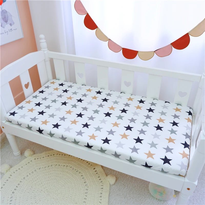 Funda de colchón para cama de bebé, Sábana de cuna suave de algodón para recién nacidos, Sábana bajera protectora, funda de cojín, ropa de cama para habitación de bebé Dec - imagen 5
