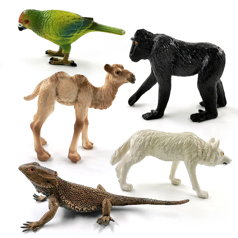 Figura de lagarto perro Lobo, gato, perezoso, loro, pájaro, conejo, zorro, modelo de Animal, decoración del hogar, accesorios de decoración de jardín de hadas en miniatura - imagen 4