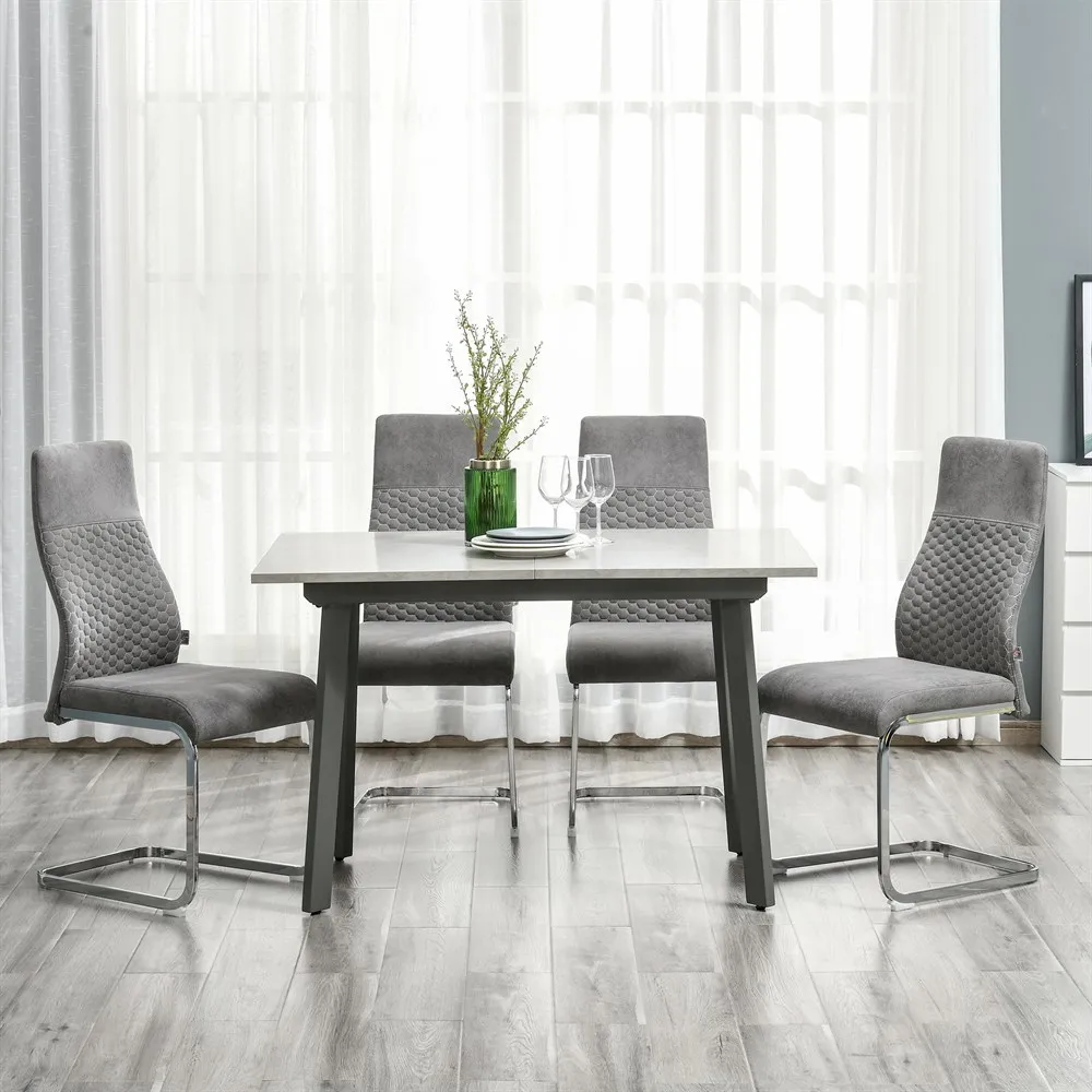 HOMCOM Set de 4 Sillas de Comedor Tapizadas en Terciopelo con Asiento Acolchado y Patas de Metal Sillas Cantilever Modernas 45x61x98 cm Gris - imagen 2