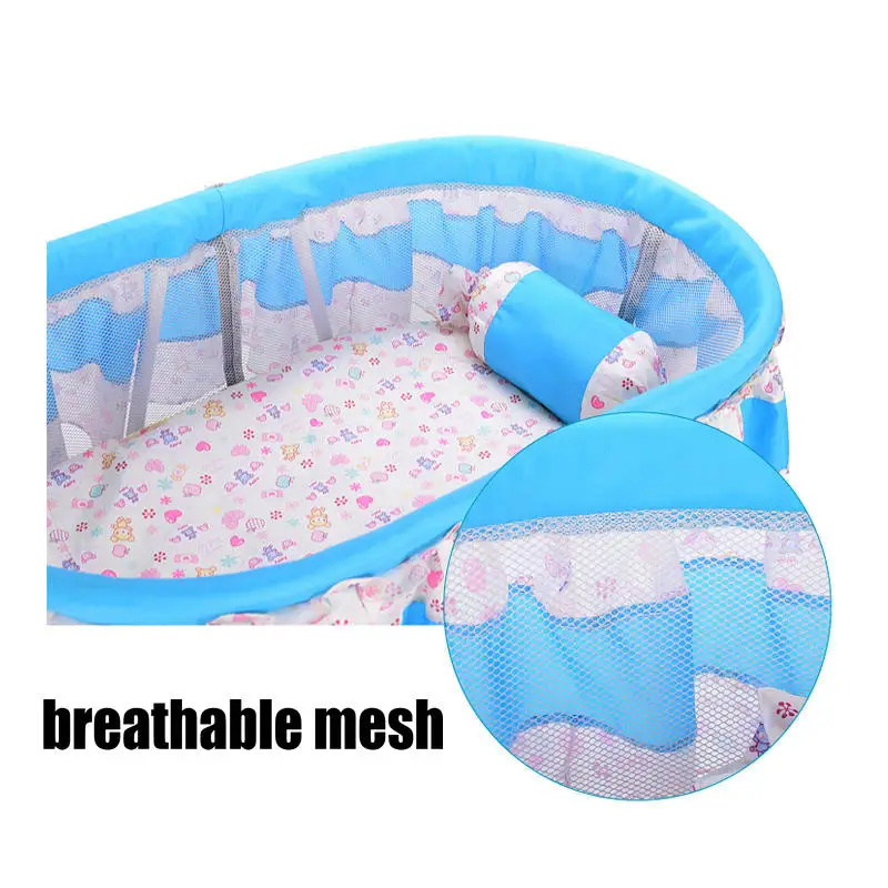 Cuna portátil de tela lavable con mosquitera, colchón y ruedas - imagen 3